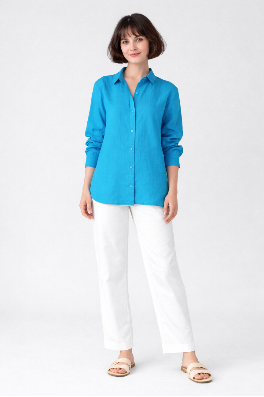 Seraphielle Organic Handkerchief Linen Classic Collar Shirt