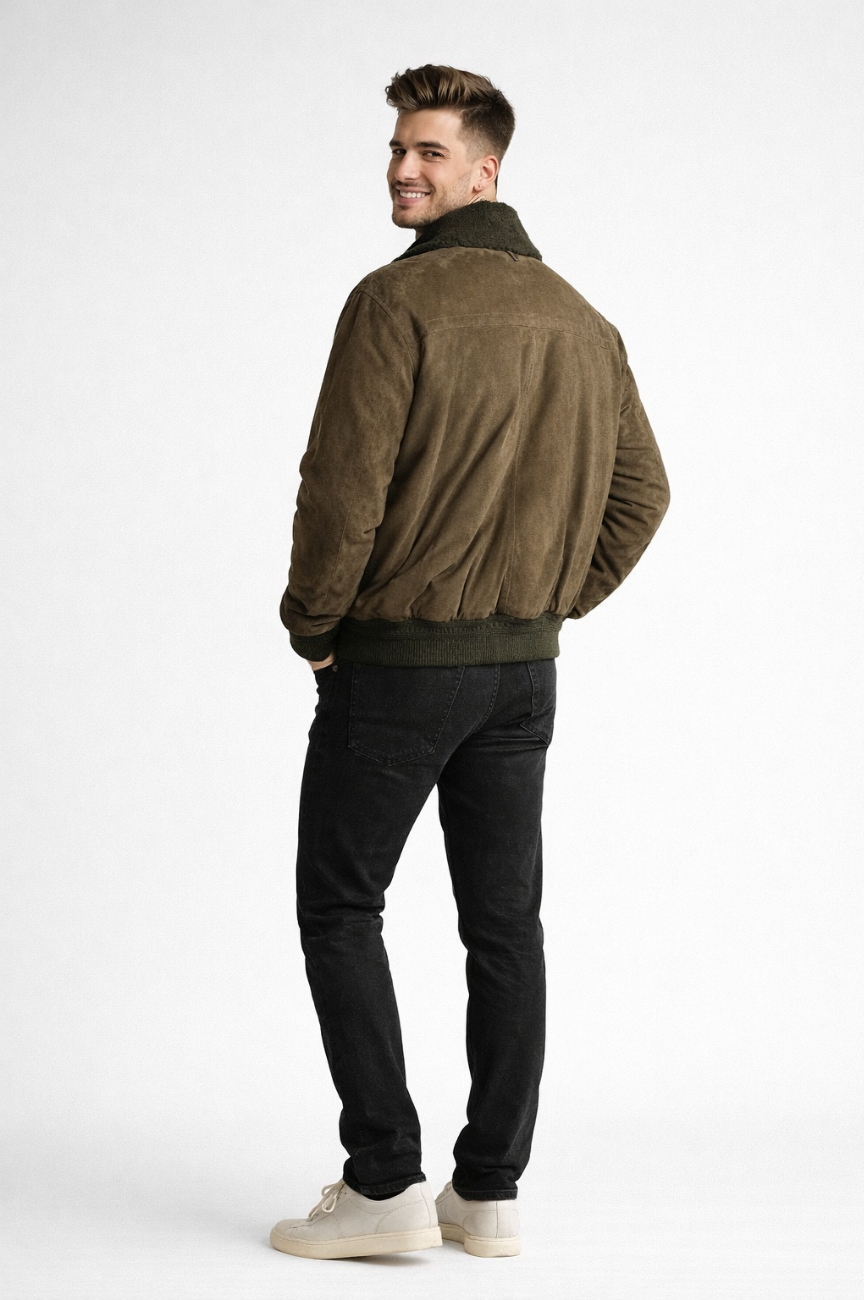 Abarai Cudden Shearling-Trimmed Suede Down Aviator Jacket