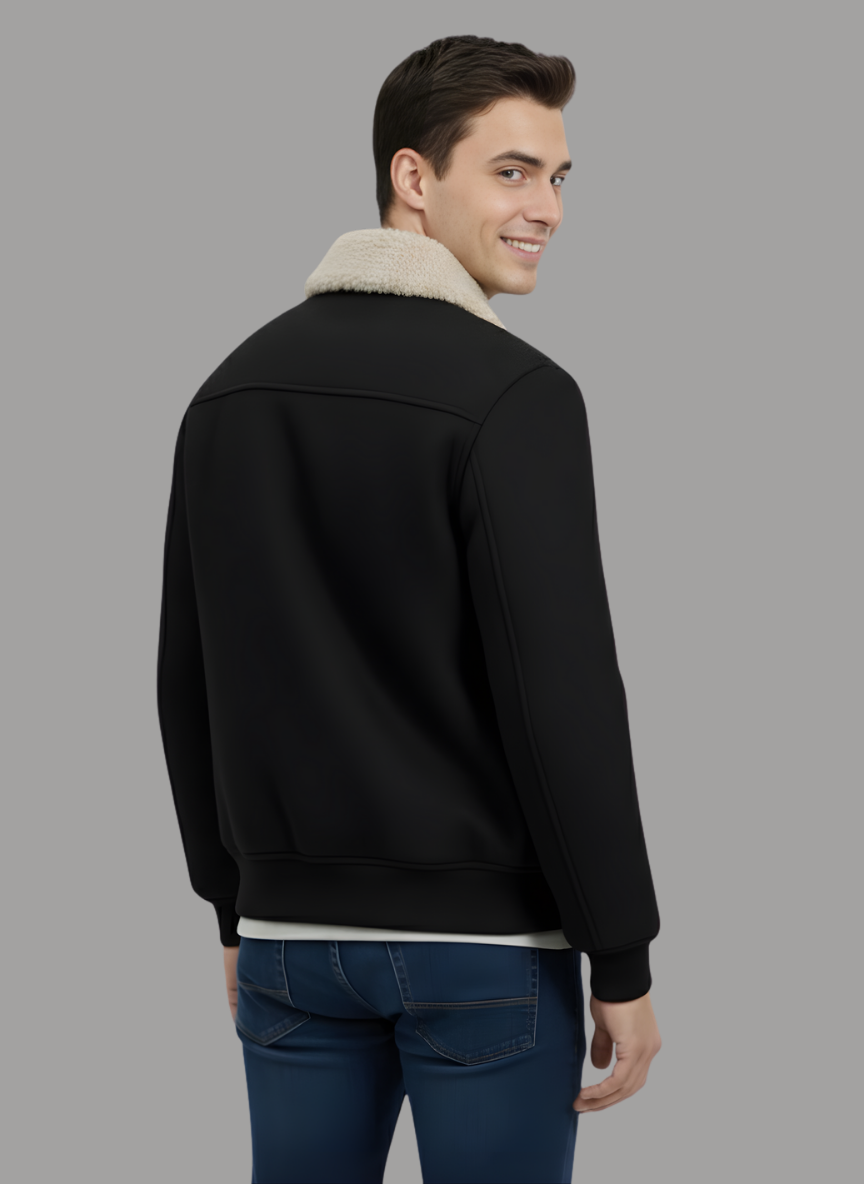 Aman Wool Blend Jacket with Combination Collar