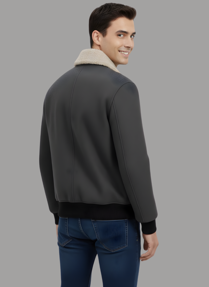 Aman Wool Blend Jacket with Combination Collar