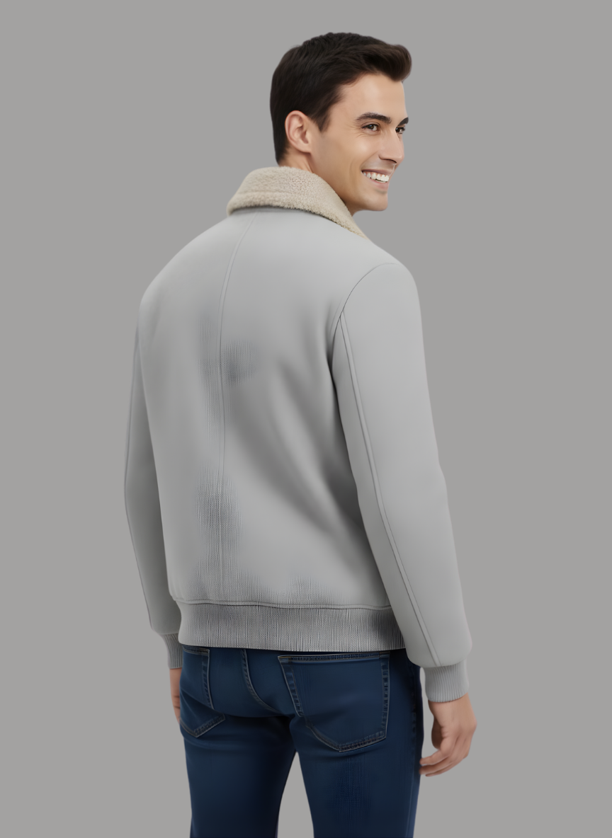 Aman Wool Blend Jacket with Combination Collar