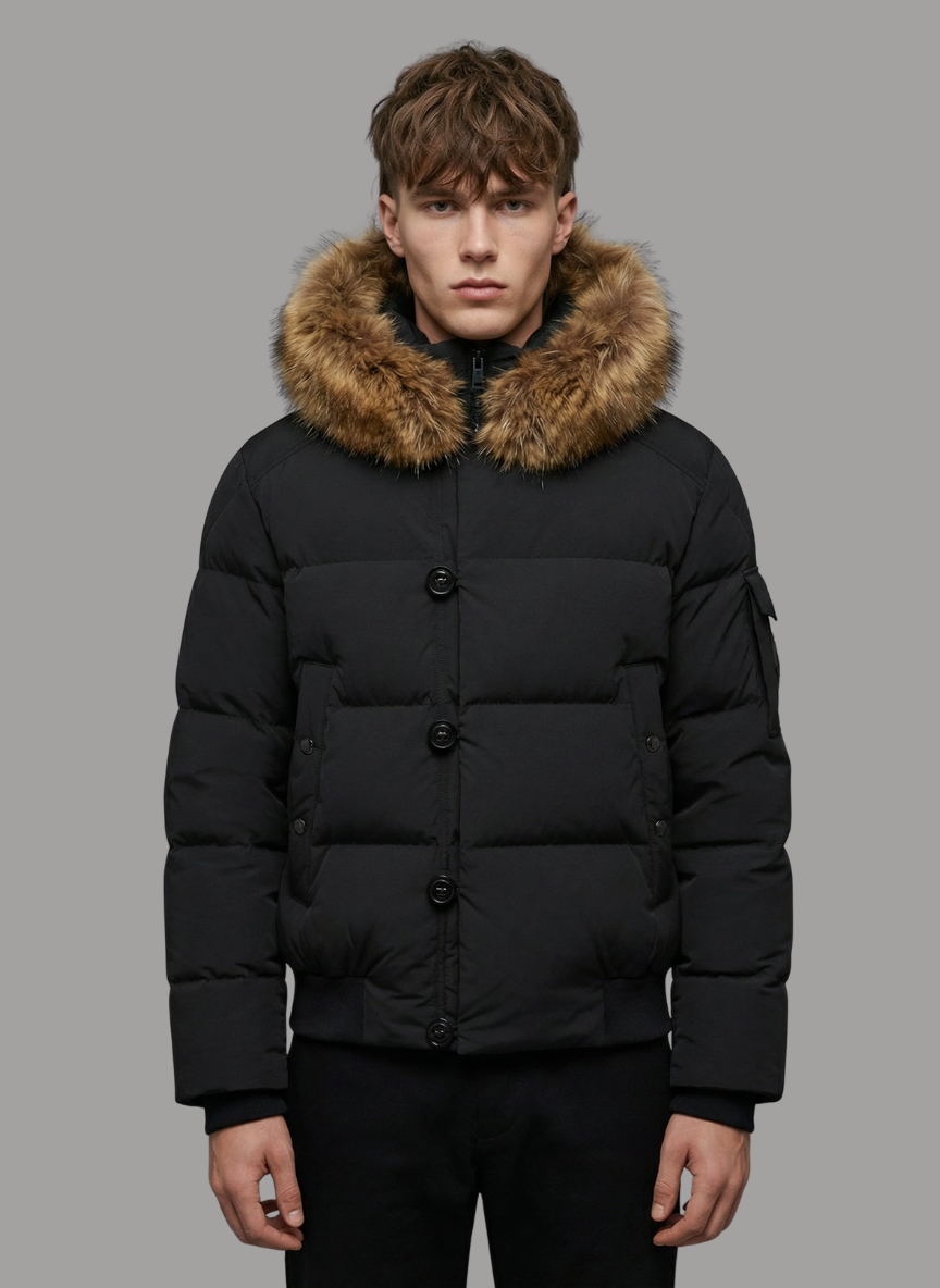Archer Puffer with Shearling Hood