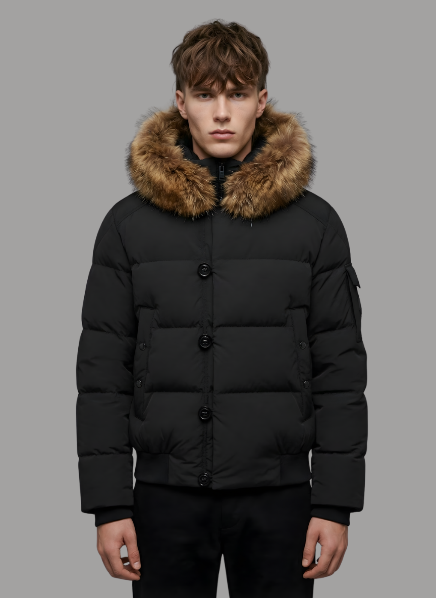 Archer Puffer with Shearling Hood