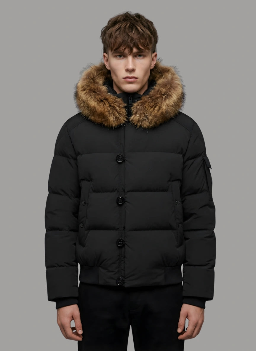 Archer Puffer with Shearling Hood
