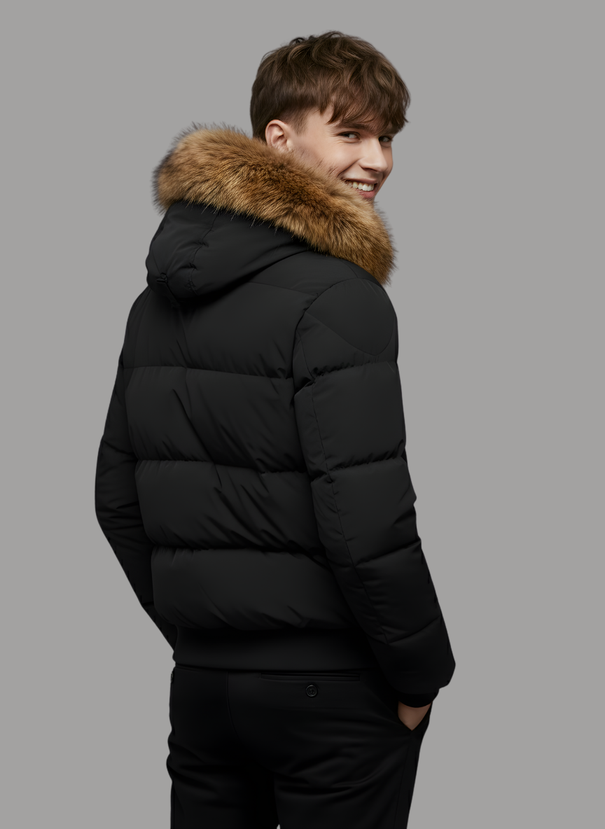 Archer Puffer with Shearling Hood