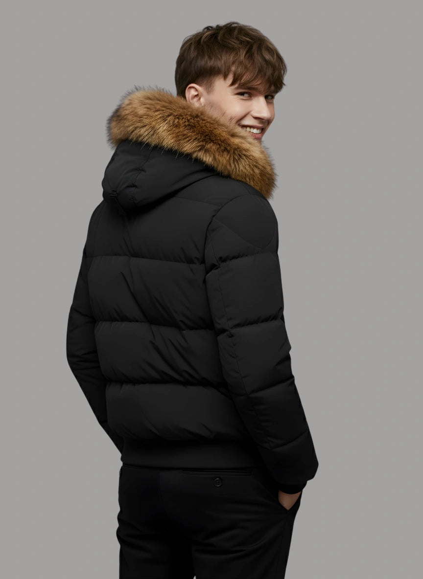 Archer Puffer with Shearling Hood