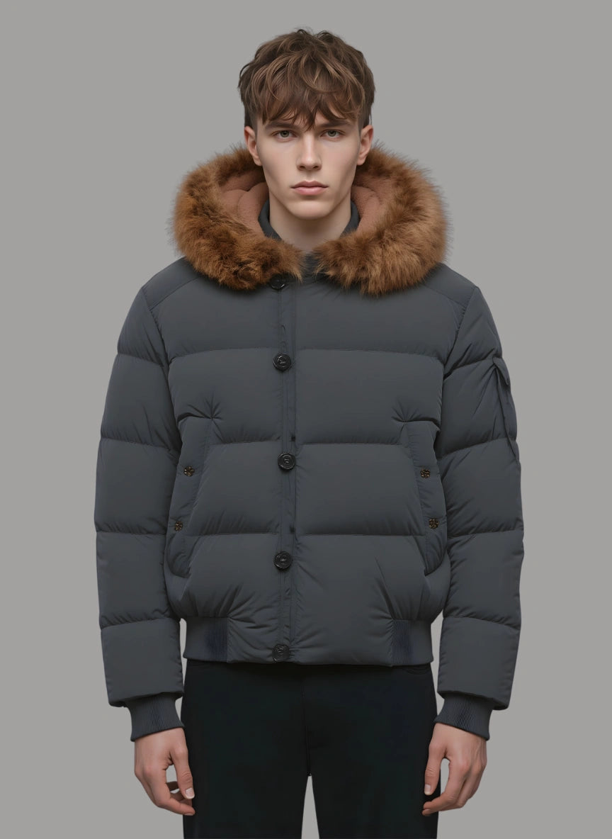 Archer Puffer with Shearling Hood