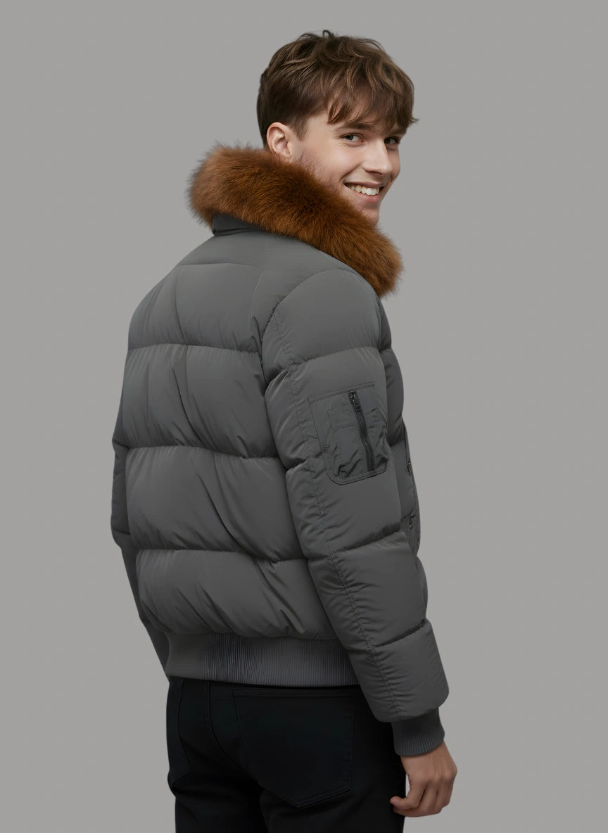 Archer Puffer with Shearling Hood