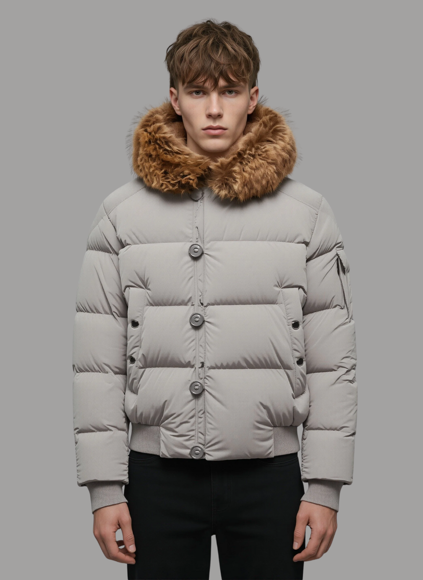 Archer Puffer with Shearling Hood