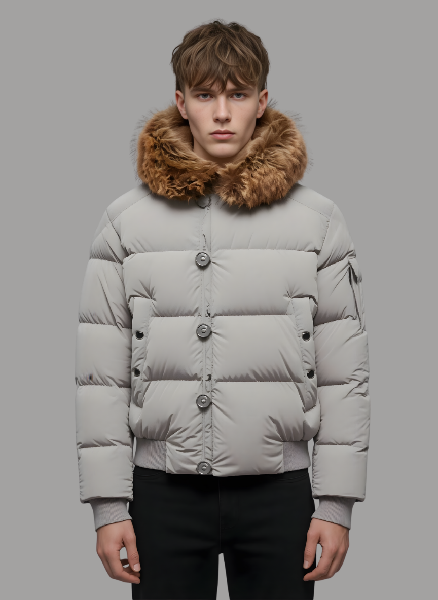 Archer Puffer with Shearling Hood