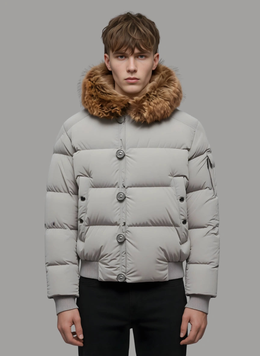 Archer Puffer with Shearling Hood
