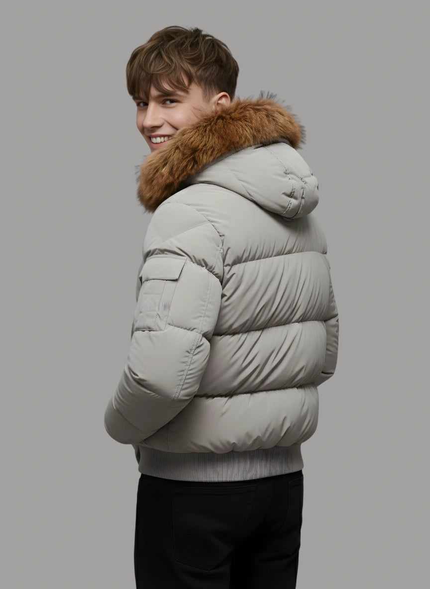 Archer Puffer with Shearling Hood