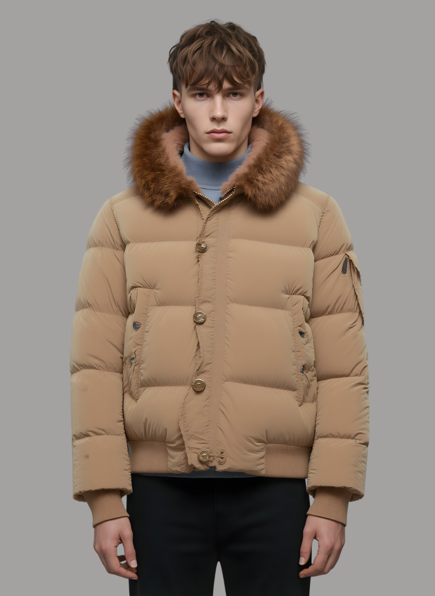 Archer Puffer with Shearling Hood