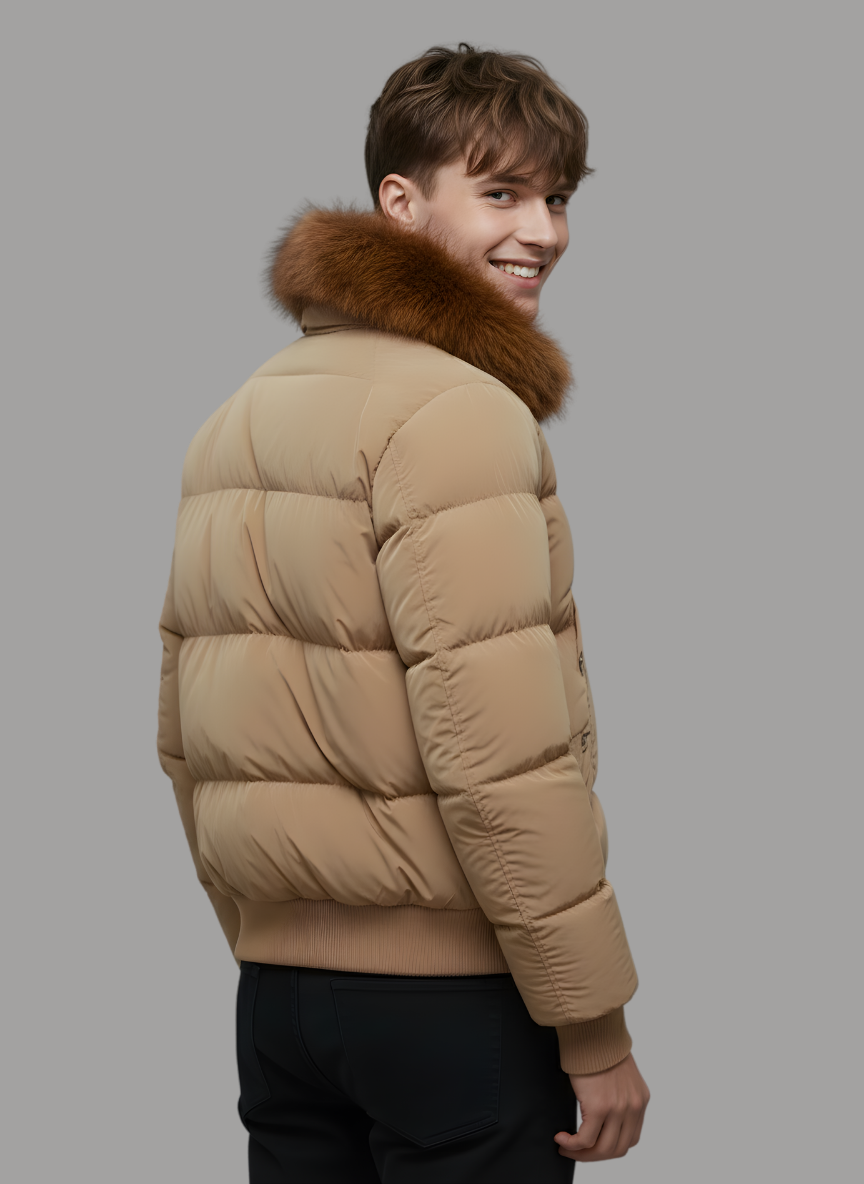 Archer Puffer with Shearling Hood