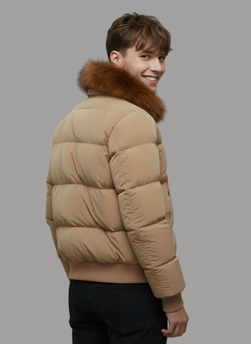 Archer Puffer with Shearling Hood