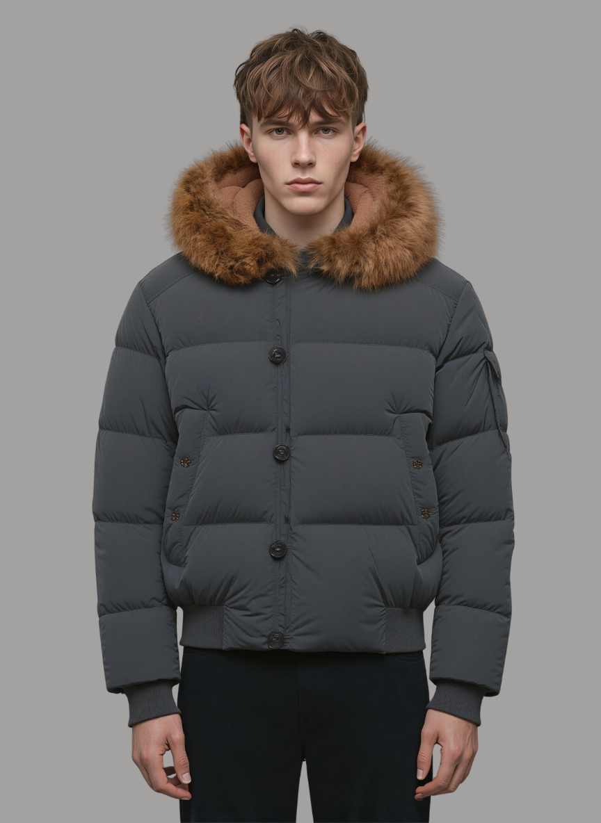 Archer Puffer with Shearling Hood