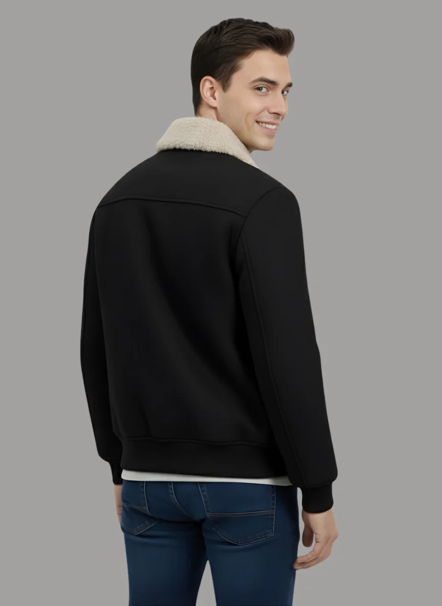 Aman Wool Blend Jacket with Combination Collar