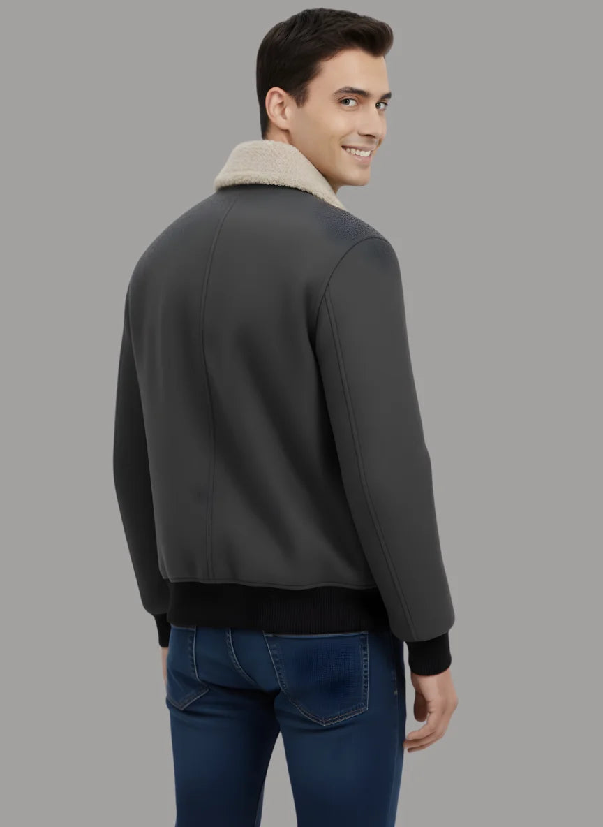 Aman Wool Blend Jacket with Combination Collar