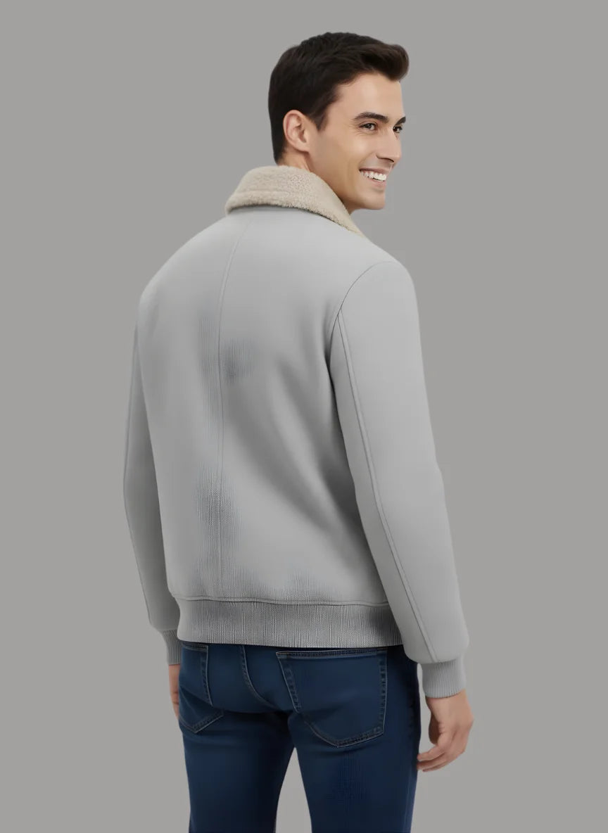 Aman Wool Blend Jacket with Combination Collar