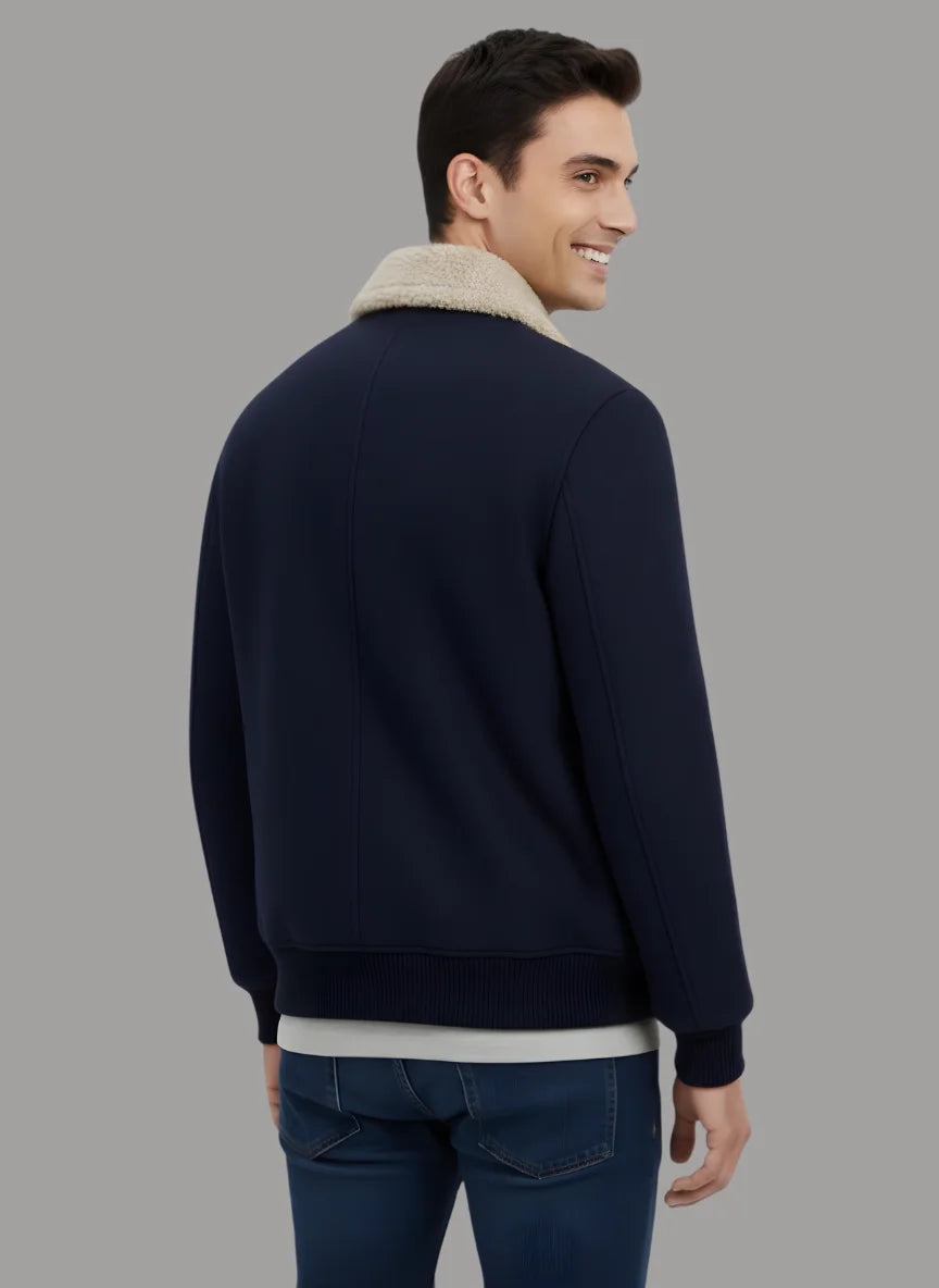 Aman Wool Blend Jacket with Combination Collar