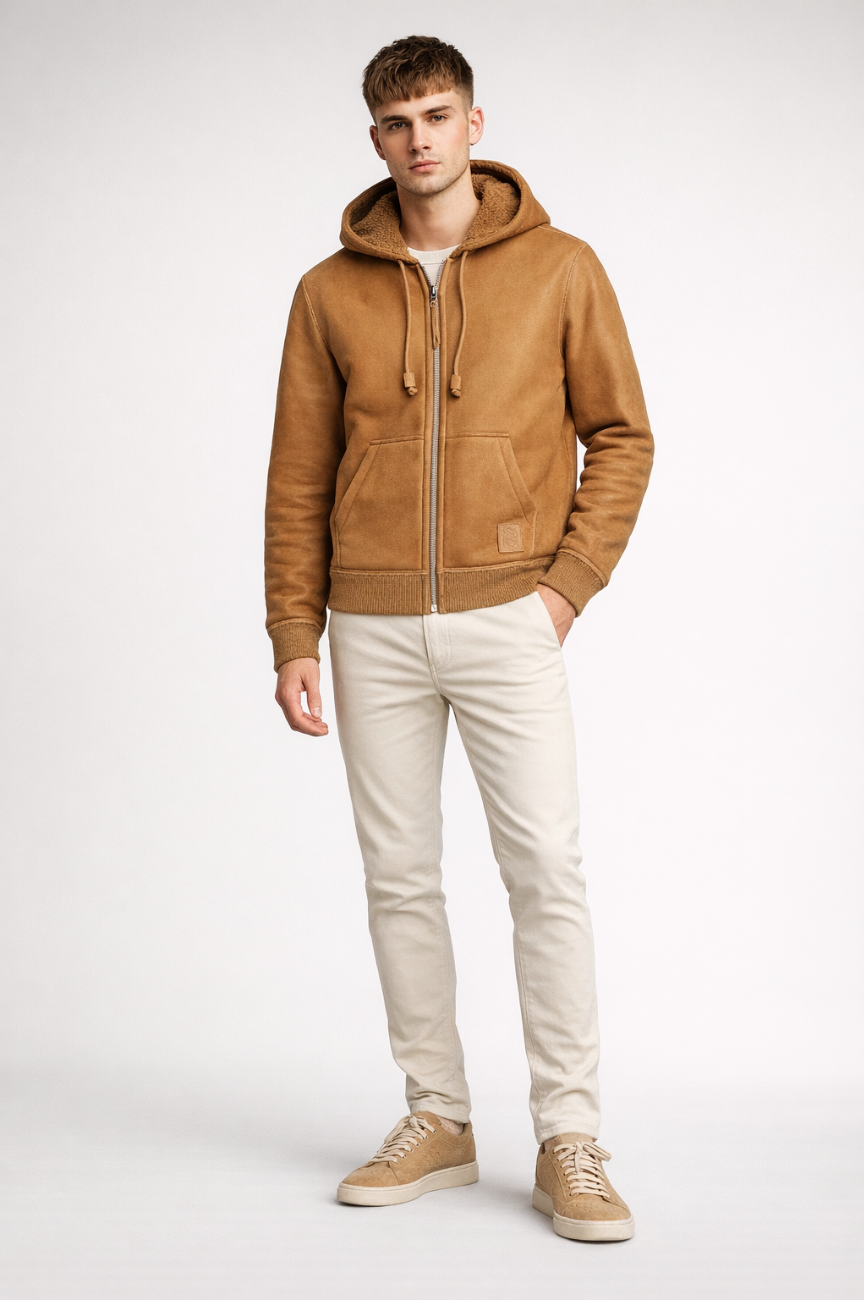 Asano Logo-Appliquéd Shearling Hooded Jacket