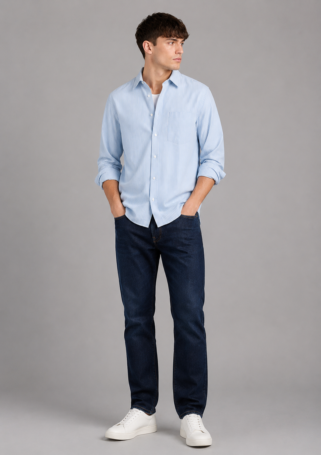 Andreas The Allday Shirt in Indigo Stripe