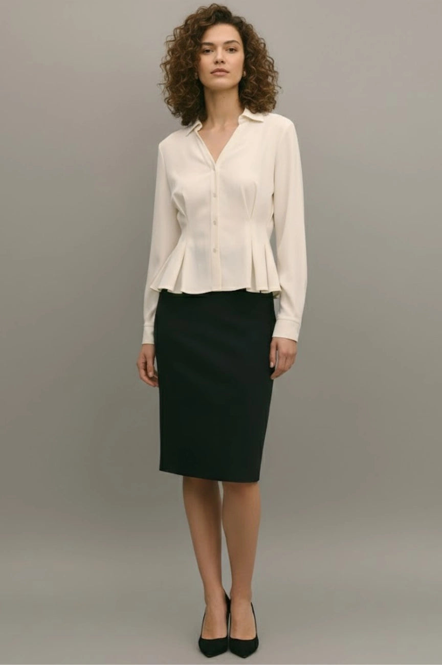 Arcadia Viscose Pleated Peplum Blouse