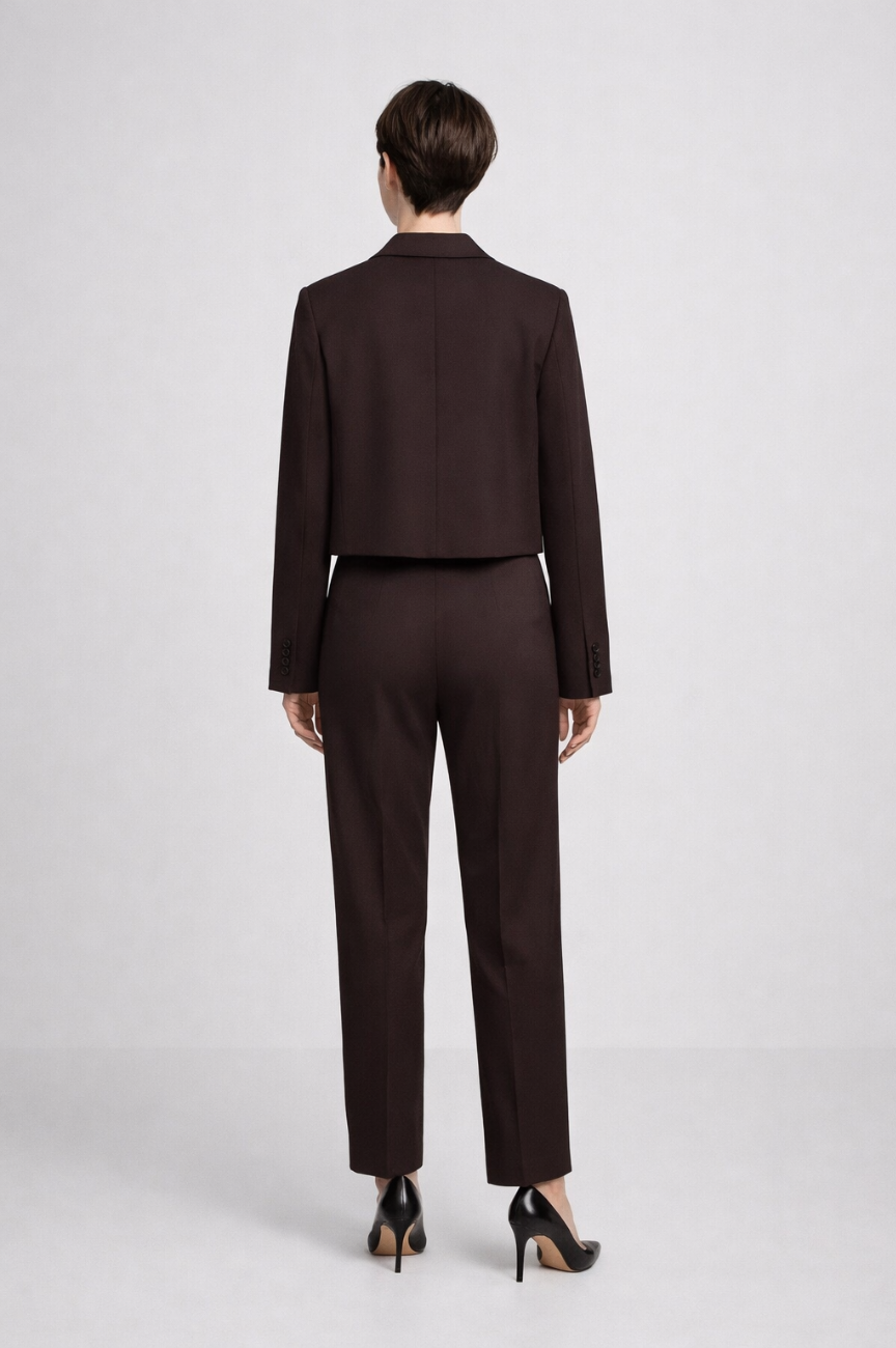 Azmara Tailored Double-Breasted Crop Blazer
