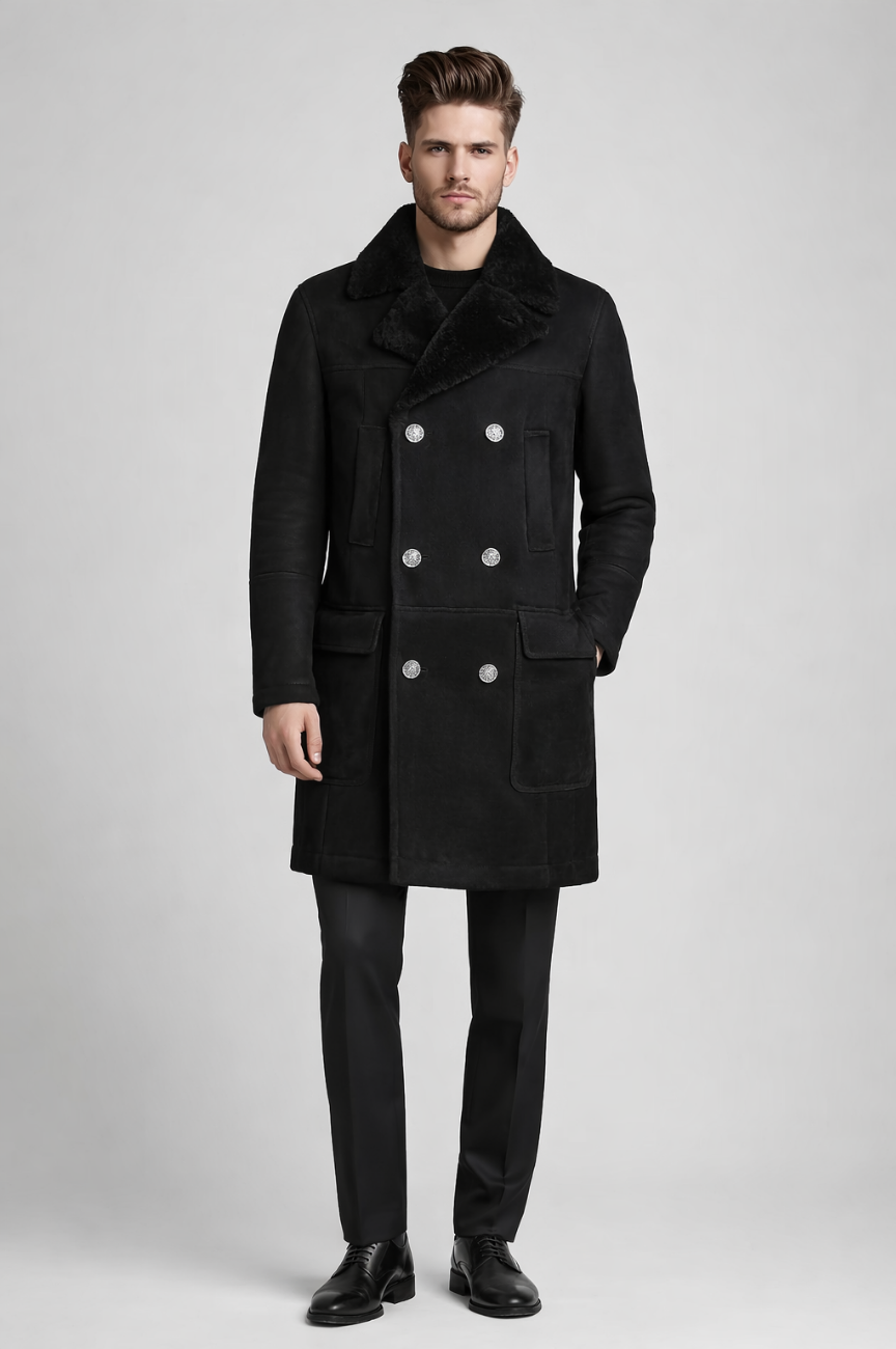 Bazz Double-Breasted Shearling Coat