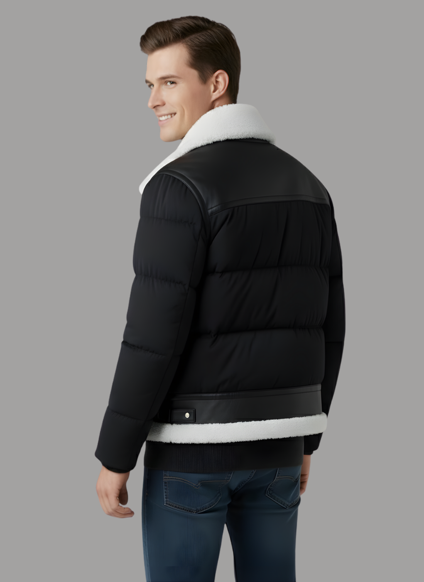 Bernard Quilted Bomber with Shearling Collar