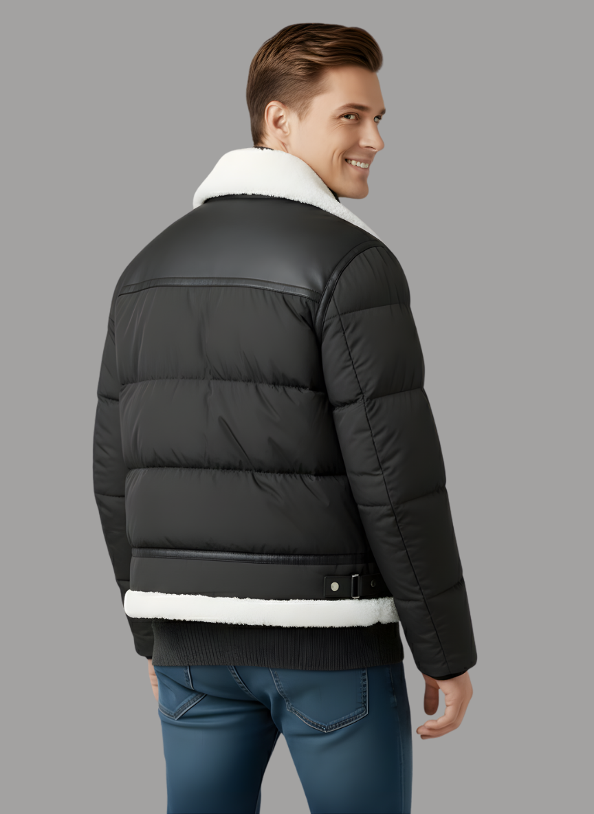 Bernard Quilted Bomber with Shearling Collar