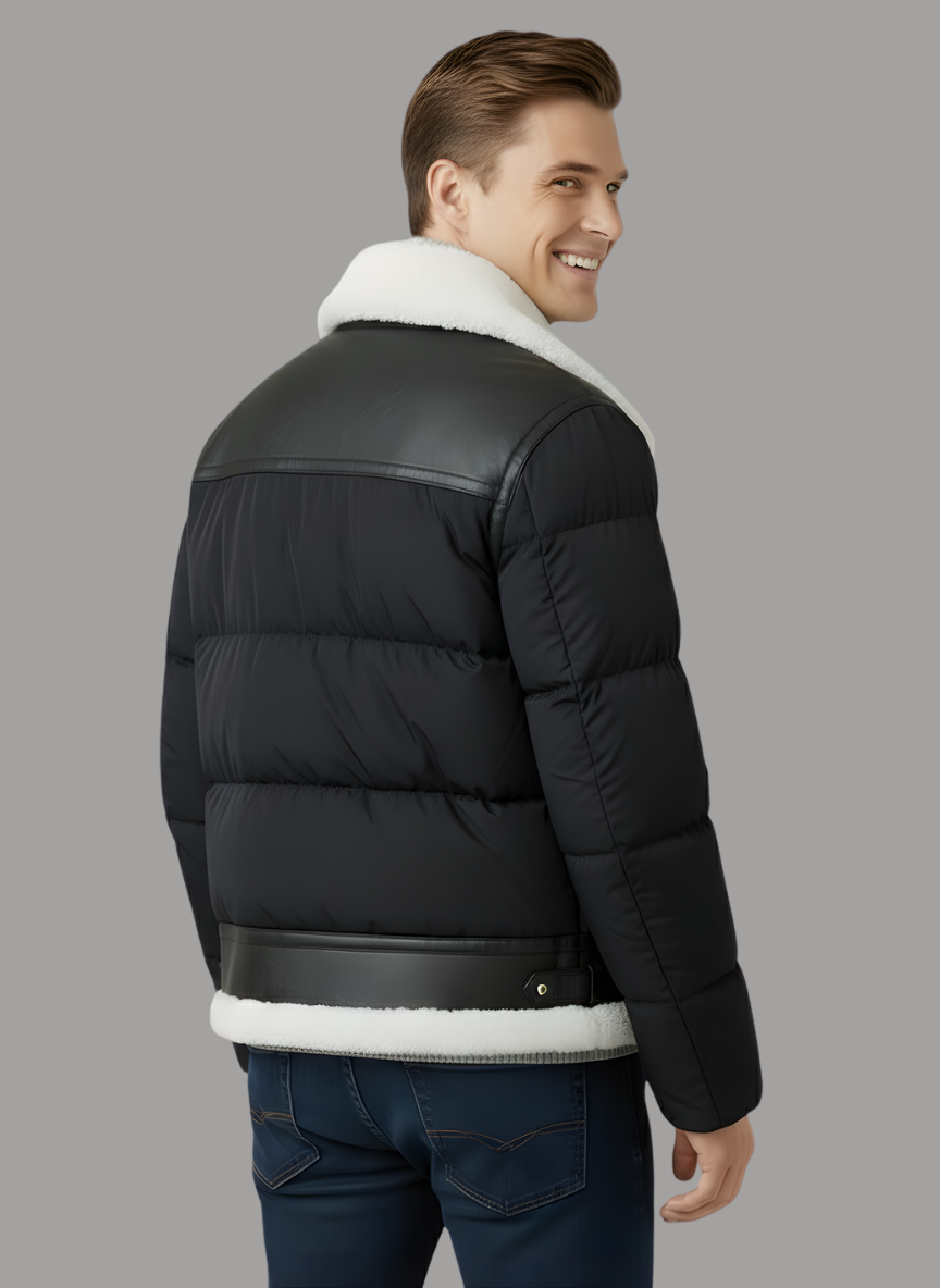 Bernard Quilted Bomber with Shearling Collar
