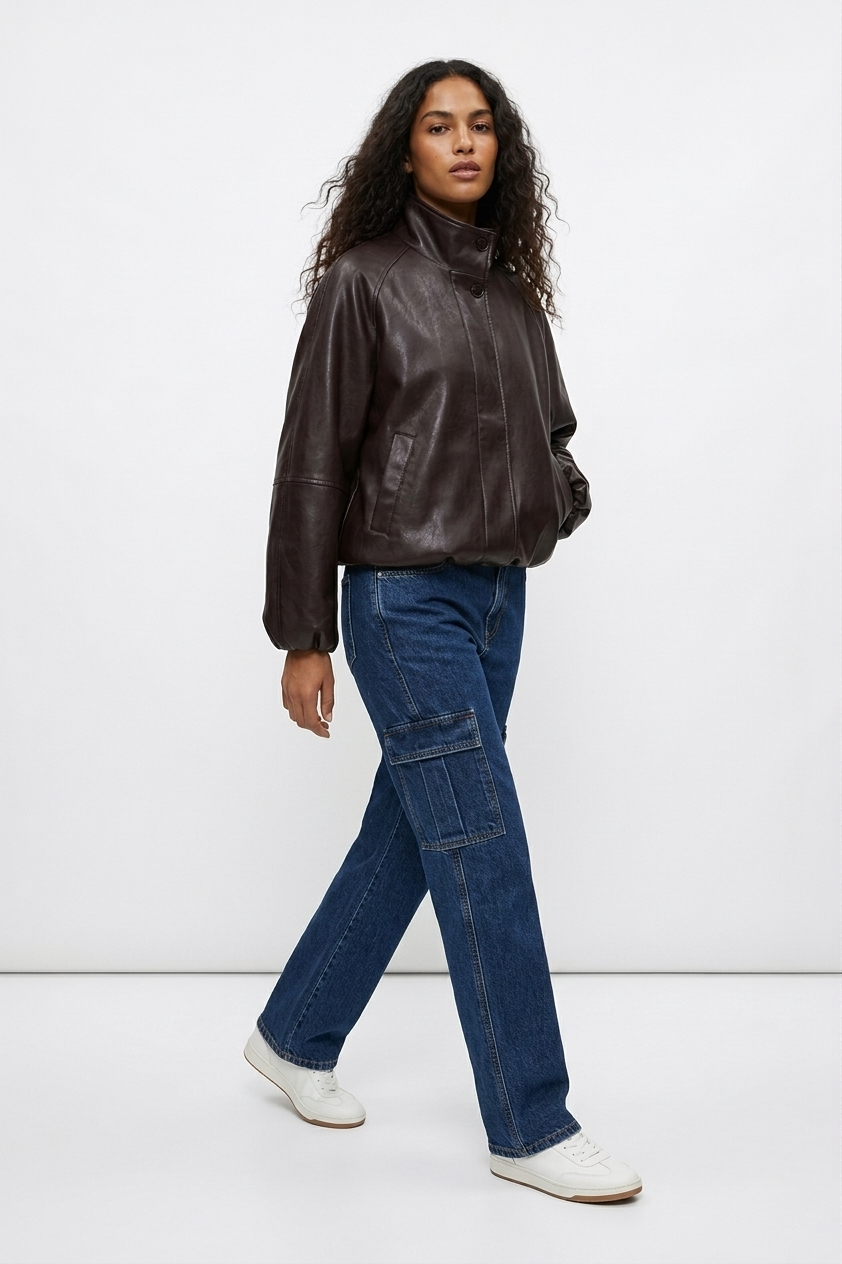 Braga High-Neck Vegan Leather Bomber