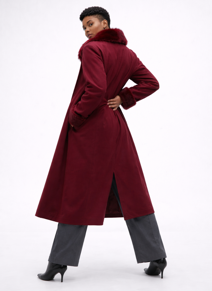 Colmar Long Line Fur Trim Trench Coat