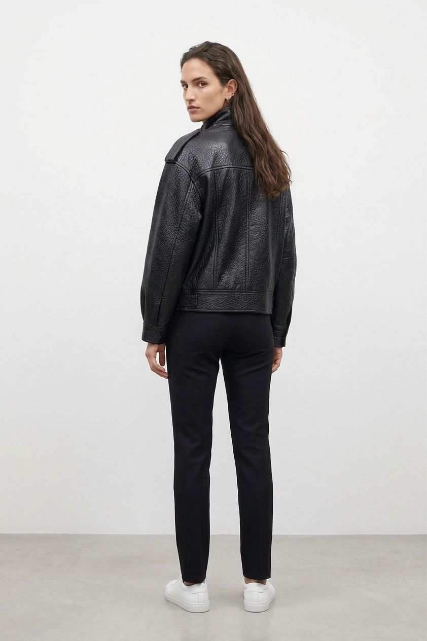 Casablanca Pebbled Leather Epaulette Jacket