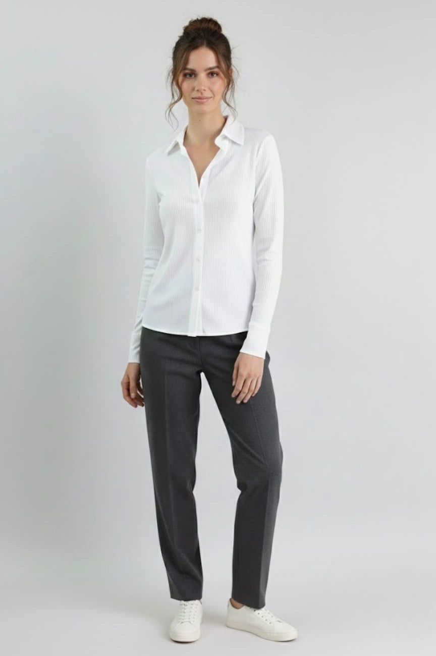 Chico Rib Knit Satin Button down