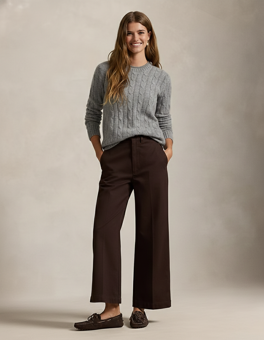 Cleo Chino Wide-Leg Pants