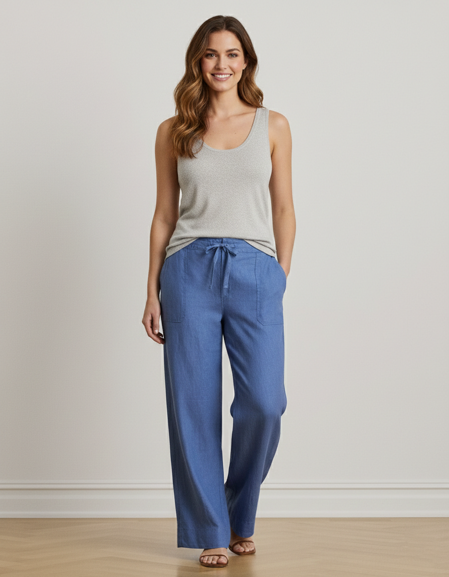 Colette Linen Wide-Leg Pants