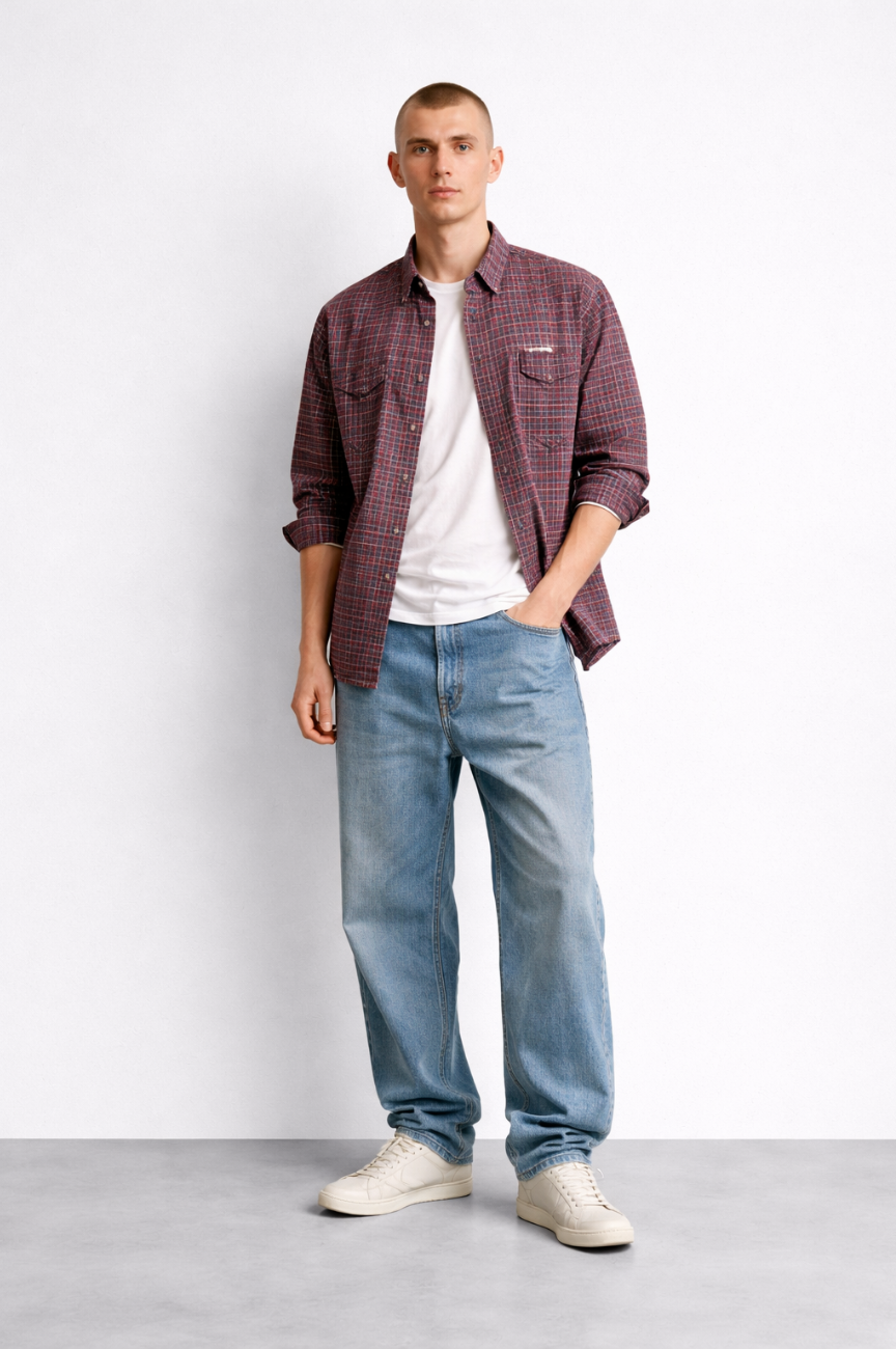 Den Bosch Embroidered Plaid Flannel Shirt