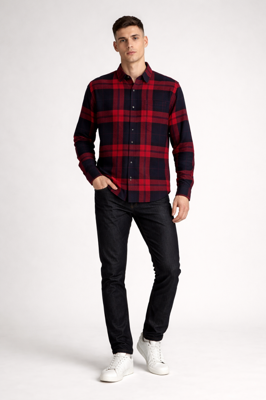Essen Trout Run Check Flannel Shirt in Wool Blend