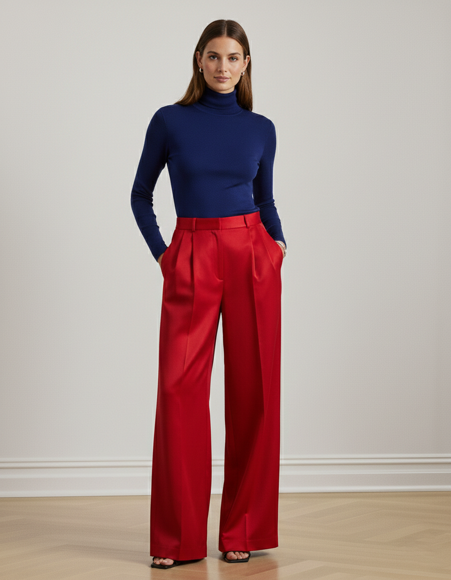 Etta Pleated Satin Wide-Leg Pants