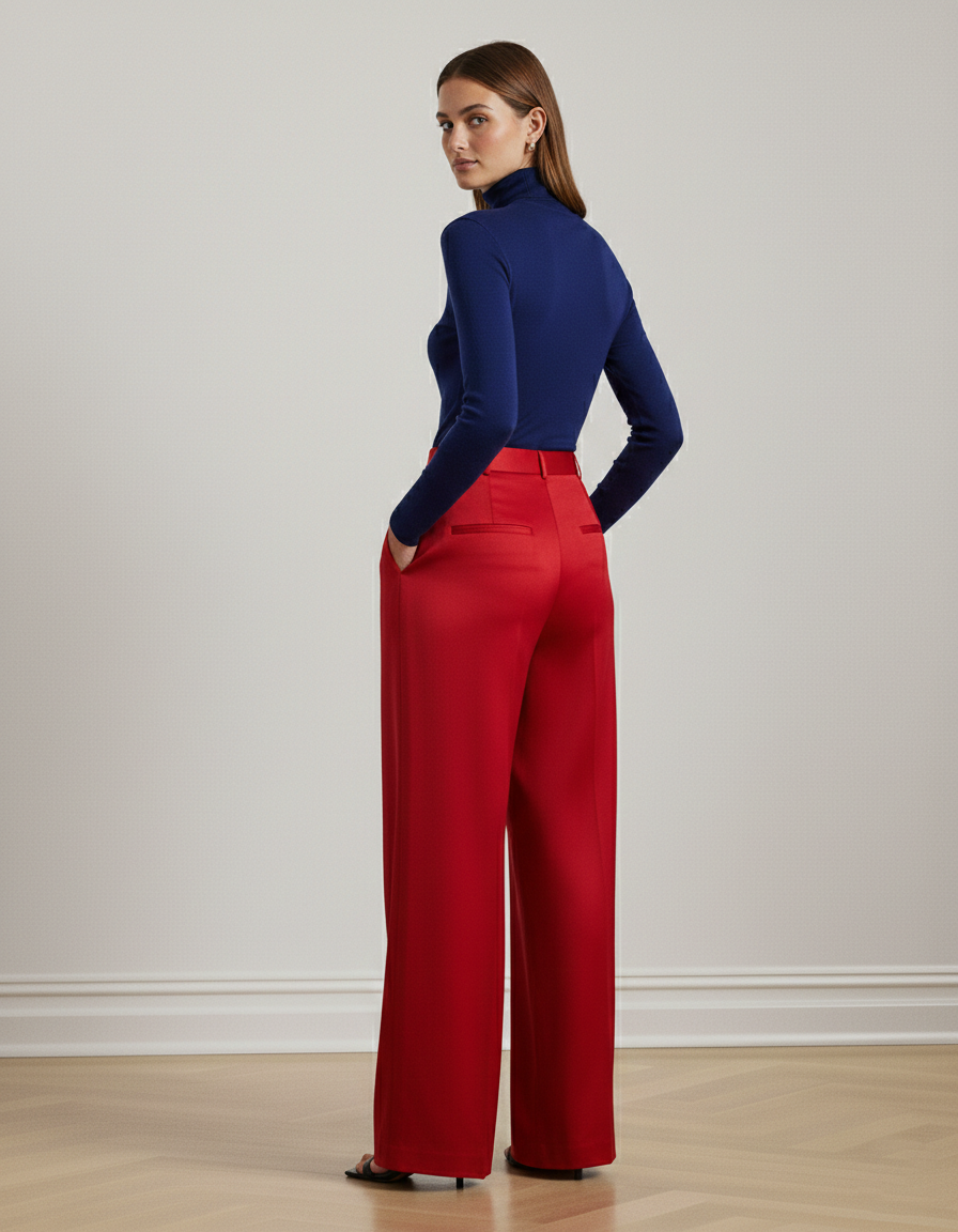 Etta Pleated Satin Wide-Leg Pants