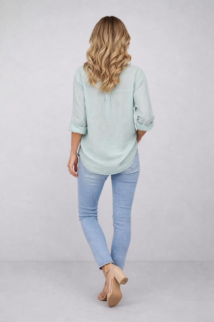 Eureka Zeagoo Loose Fit Long Sleeve Cotton Blouse