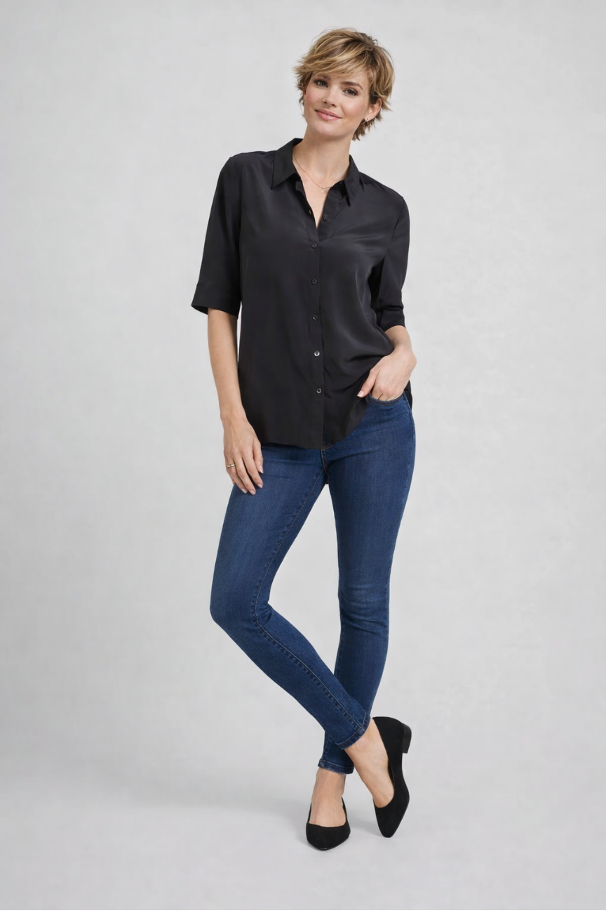 Florence Riley Silk Elbow Sleeved Blouse