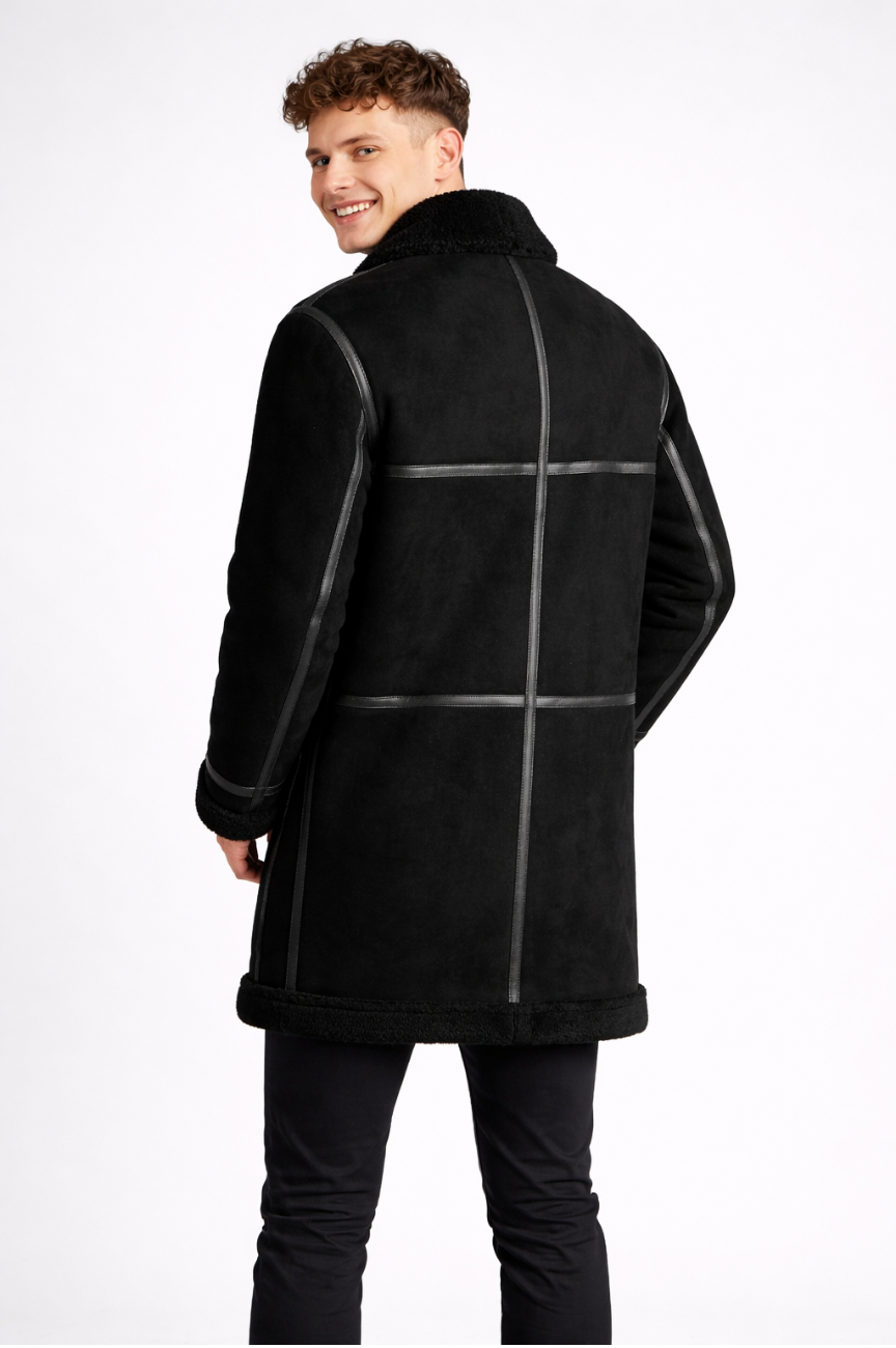 Genriyu Leather-Trimmed Shearling Coat