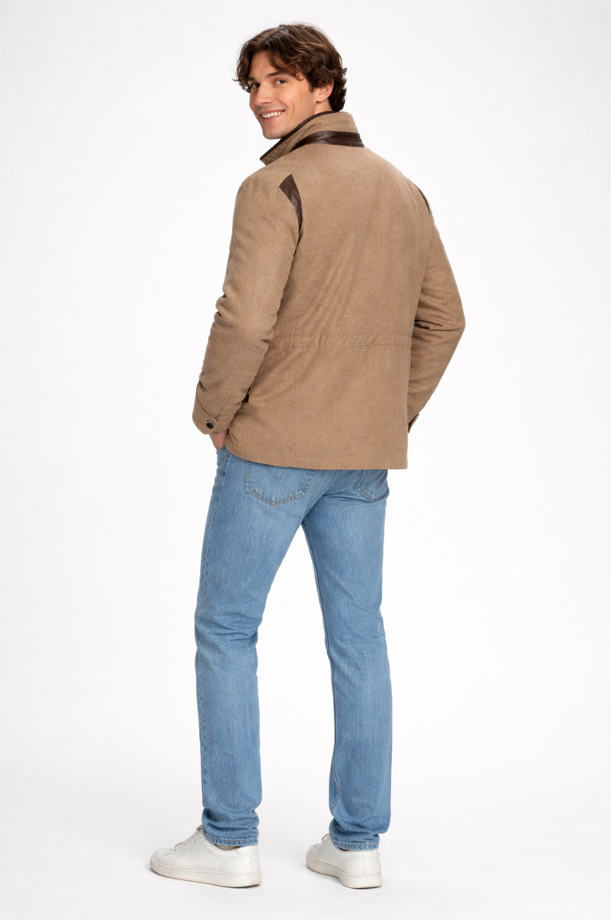 Gerard Select Fabric Jacket with Merino Shearling Lamb Collar
