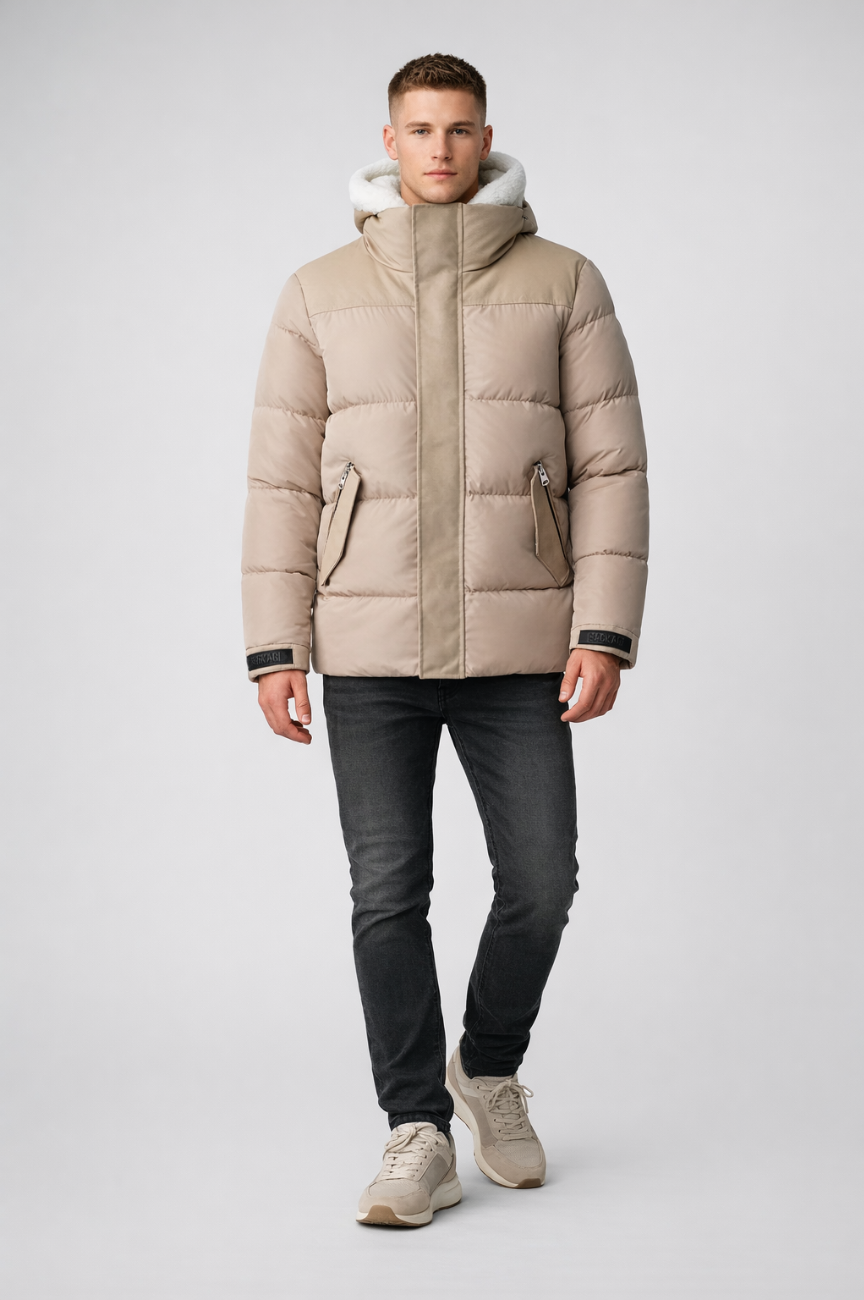 Granz Classic Down Jacket with Removable Shearling Bib