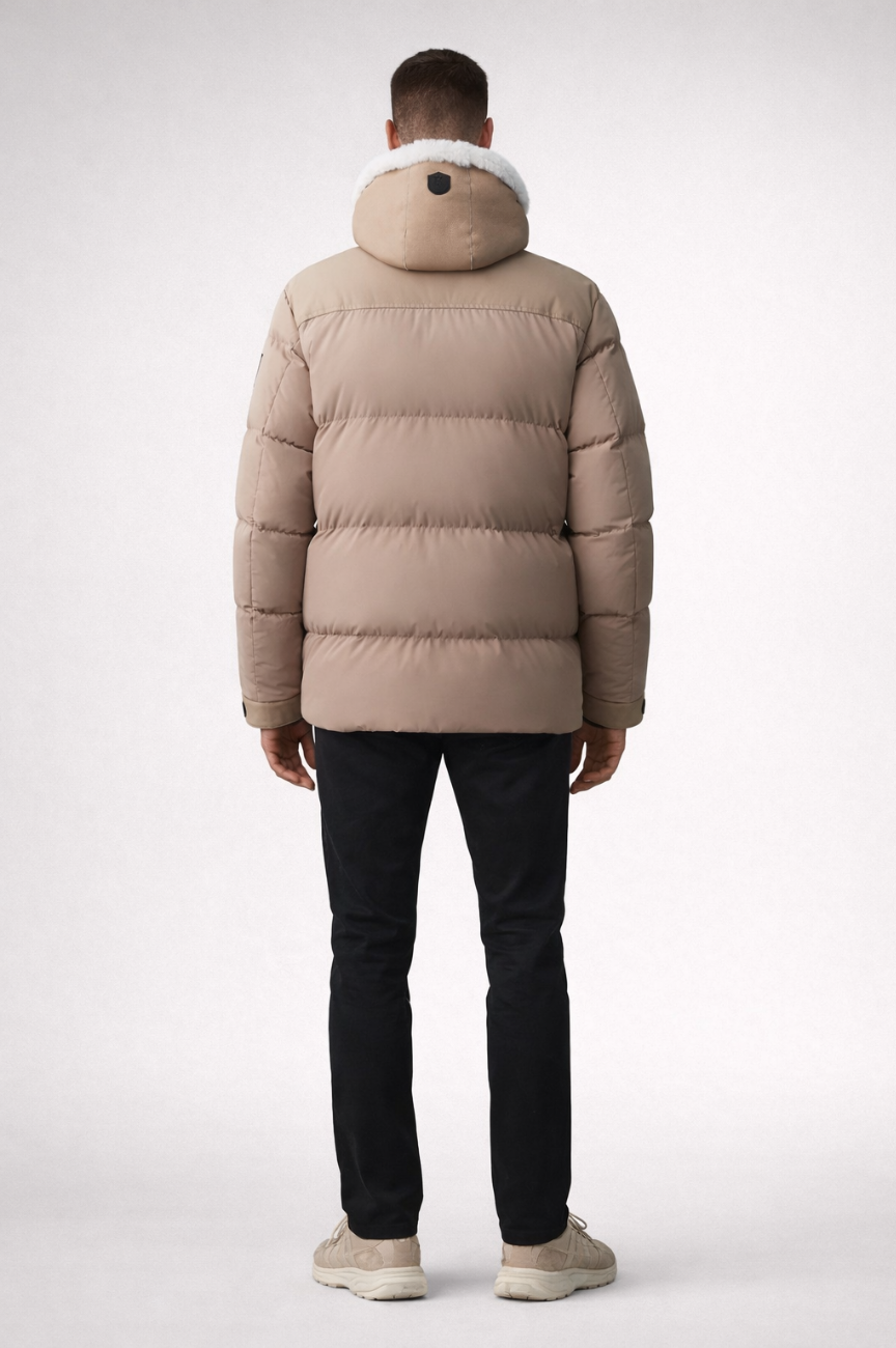 Granz Classic Down Jacket with Removable Shearling Bib