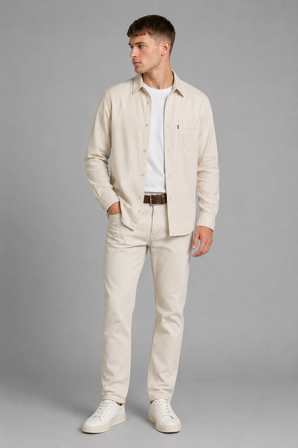 Giovanni Sunset One Pocket Standard Fit Cotton Linen Shirt