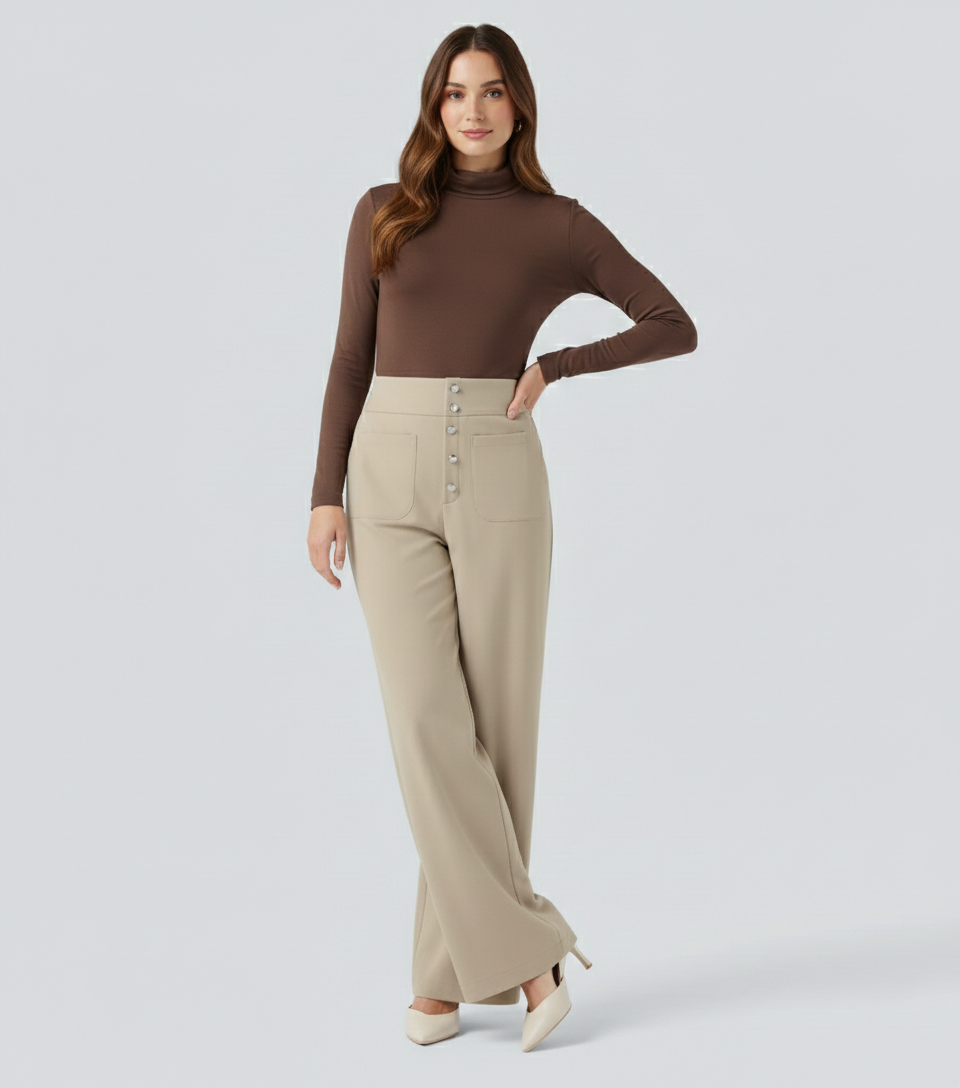 Greer High waisted Pants with buttons